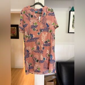 NWT Tori Richard 2 Cool 4 School Alby Coral Oceanic Mini Dress SZ: LG